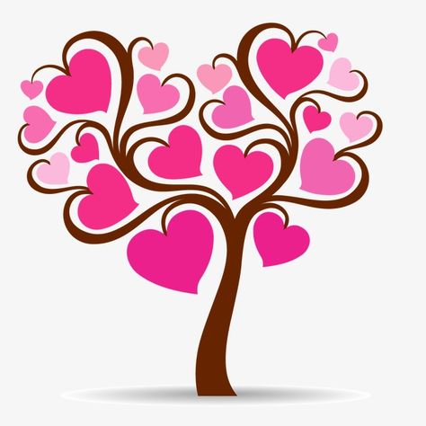 Tree With Hearts Drawing, Heart Tree Drawing, Heart Design Art, Simple Wall Paintings, Valentines Day Poems, Heart Shape Design, Family Tree Art, Tree Heart, Giving Tree