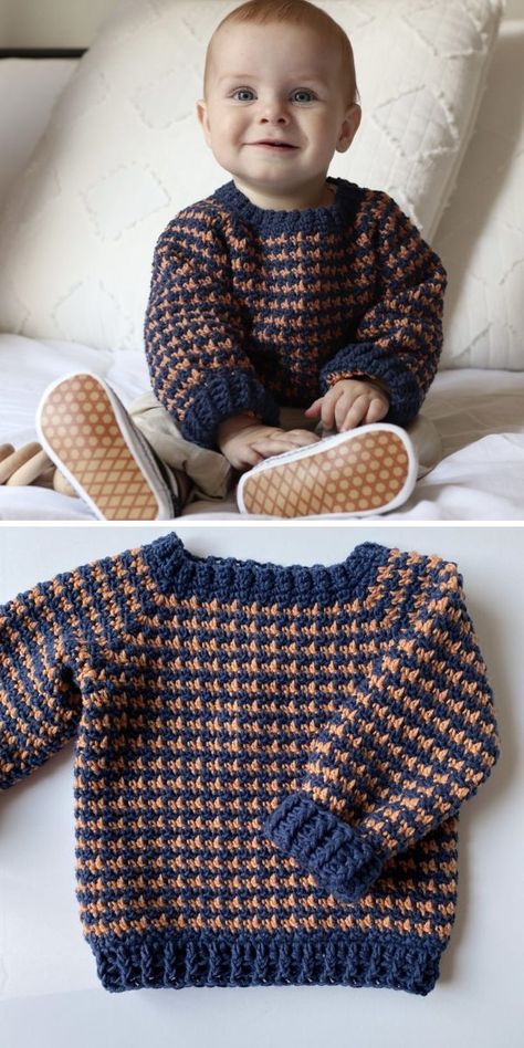 Crochet Sweaters For Boys, Crochet Sweaters For Kids, Crochet Boy Sweater, Crochet Kid Sweater, Free Crochet Sweater Patterns For Kids, Baby Boy Crochet Sweater Free Pattern, Free Crochet Toddler Sweater Pattern, Kids Knitted Sweaters, Crochet Boys Clothes