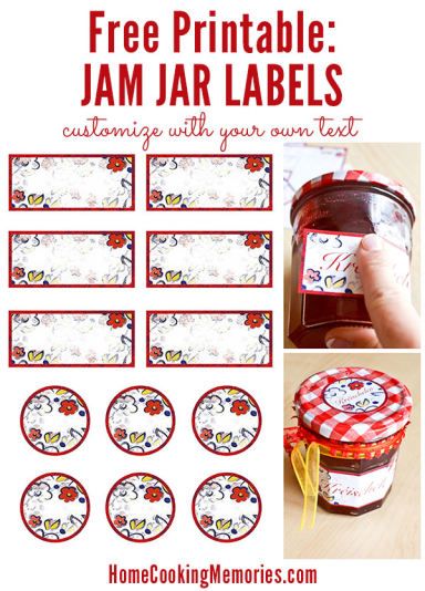 DIY Free Printable idea: Jar Labels -- use for canning homemade jam or jelly, or for any food gift in a jar. Easy to customize with text or print and write on them by hand. Free Printable Jar Labels, Printable Jar Labels, Printable Jar, Toples Kaca, Jam Jar Labels, Holiday Food Crafts, Canning Jar Labels, Jam Label, Printable Label Templates
