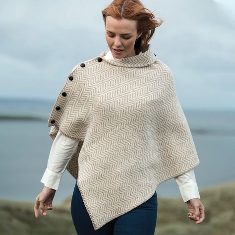 Ponchos, Irish Knitwear, Aran Islands, Irish Sweater, Irish Design, Aran Sweater, Wool Poncho, Wool Cape, Poncho Cape