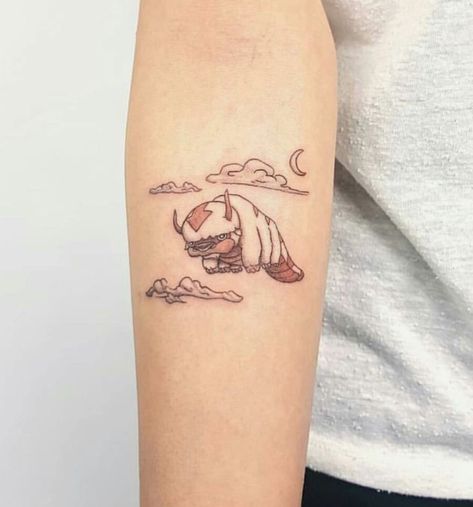 Avatar the last airbender appa tattoo Elephant Tattoos, Appa Tattoo, Avatar The Last Airbender Appa, A Small Tattoo, Atla Tattoo, Avatar Tattoo, Spooky Tattoos, Geniale Tattoos, Rosen Tattoo