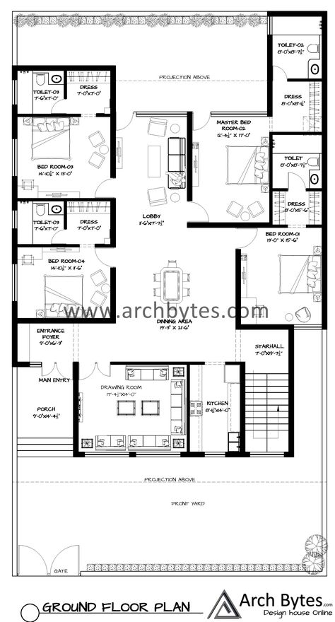 This is just a basic over View of the house plan for 50 x 90 feet. If you any query related to house designs feel free to Contact us at info@archbytes.com 500 Sq Ft House, 2 Story House Plans, 20x40 House Plans, 2 Story House, Contemporary Mediterranean, Two Story House Design, Farmhouse Designs, Indian House Plans, Contemporary House Exterior
