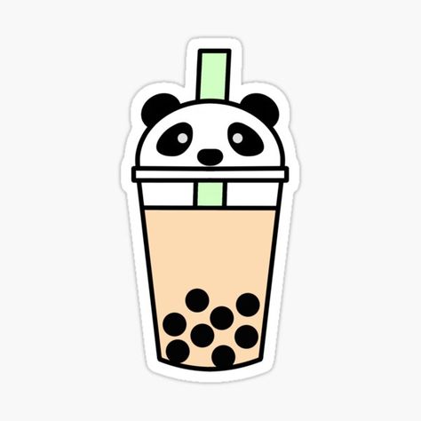 milkteajin Shop | Redbubble Boba Tea Drawing Easy, Boba Tea Drawing Cute, Gambar Boba, Boba Tea Drawing, Boba Tea Stickers, Thai Tea Boba, Sticker Panda, Boba Sticker, Panda Stickers