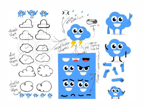 Cloud sketch by Aleksandar Savic Cloud Sketch, Children's Book Layout, Emoji Characters, Cloud Illustration, Hand Doodles, Cloud Stickers, Cartoon Clouds, Father's Day Greeting Cards, Instagram Template Design