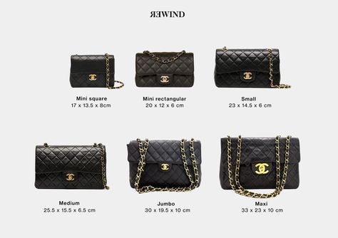 We’re decoding the puzzle of Chanel Flap bag sizes so you don’t have to. Select the size that’s right for you so you can shop happy. Discover more rewindvintage.co.uk #chanel #luxury #chanelbags #designer #luxurybags #chanelflapbag #blog #handbags Bag Size Guide, Classic Chanel Bag, Cool Purses, Chanel Bag Classic, Channel Bags, Chanel Classic Flap Bag, Bogg Bag, Hand Bags For Women, Angel Wallpaper