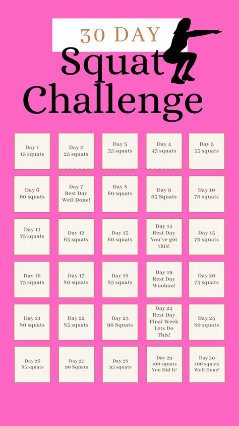 30 Day Squat Challenge At Home 30 Day Workout Challenge, One Month Workout Challenge At Home, Easy 30 Day Workout At Home, Challenge Exercise 30 Day, Fitness 30 Day Challenge, 21 Day Squat Challenge, Daily Squat Challenge, 30 Day Exercise Plan, 21 Day Fitness Challenge For Beginners