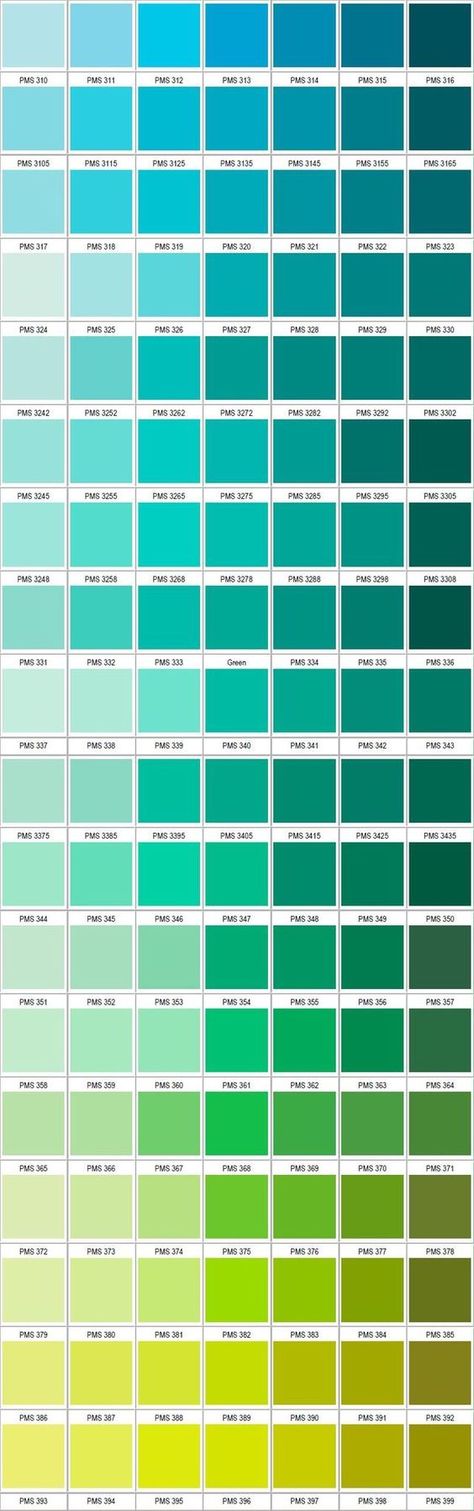 Rainbow Connection: Handy Color Charts Pantone Blue Green Shades, Colour Green Palette, Blue Green Pantone, Teal Pantone, Pantone Turquoise, Pantone Verde, Green Pantone, Pantone Green, Pantone Blue