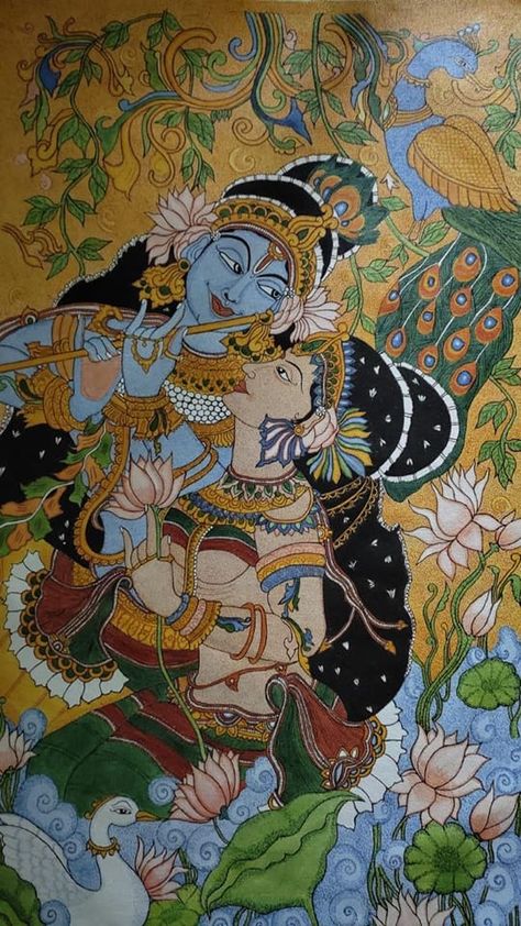 Kerala mural painting world | Acrylic on canvas 45x60 cm,kerala style mural | Facebook Paintings, Kerala Murals Paintings, Raas Leela, Mural Paintings, Kerala Mural Painting, Mural Painting, Acrylic On Canvas, Kerala, Mural