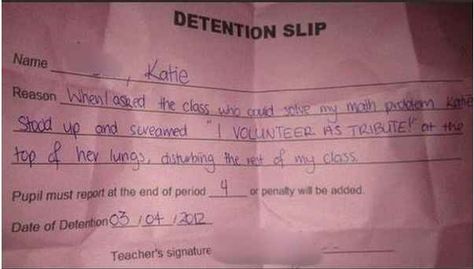 The teacher who assigned this detention: | 19 Teachers Who Deserve A Medal Camera Accessories, Humour, Funny Detention Slips, Volunteer As Tribute, I Volunteer As Tribute, Digital Camera Accessories, 19 Kids, Melanie Martinez, Bones Funny