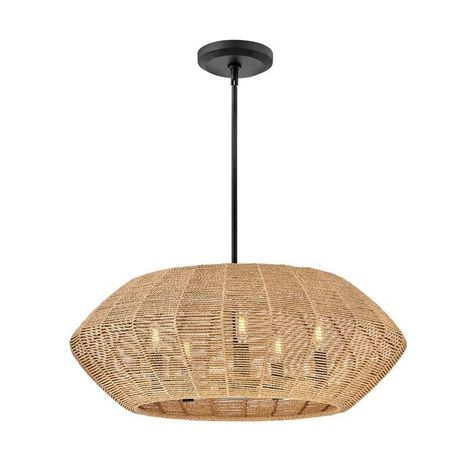 Joss & Main Ariza 5 - Light Geometric Chandelier & Reviews | Wayfair Black Rattan Chandelier, Chandelier Rattan, Rattan Chandelier, Cluster Chandelier, Chandelier Small, Black Rattan, Ship Decor, Rattan Shades, Foyer Chandelier