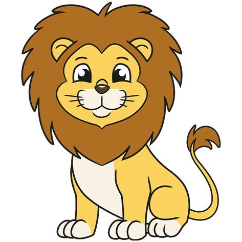 Easy Cartoon Lion step-by-step drawing tutorial: step 10 Lion Drawing Cartoon, Lion Face Template, How To Draw Lion, Cute Lion Drawing Easy, Cartoon Lion Drawing, Easy Drawing Animals, How To Draw A Lion, Drawing Animals For Kids, Easy Lion Drawing