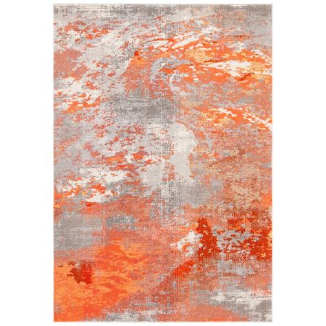 17 Stories Carelton Abstract Gray/Orange Area Rug & Reviews | Wayfair Transitional Carpet, Eclectic Area Rug, Transitional Home Decor, Rug Grey, Area Rug Design, Rug Gray, Orange Rug, The Madison, Transitional House