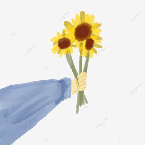 Flower Drawing Messenger Trend, Sunflower Cute Drawing, Giving Flowers Drawing, Cute Drawings Flowers, Flower Cute Drawing, Cute Sunflower Drawing, Sunflower Drawing Aesthetic, Yellow Flowers Drawing, Sunflower Doodles