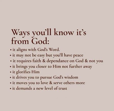 how to know if it’s from God <3 Abstinence Aesthetic, How To Know If God Sent Him, Who God Says I Am Bible Verses, How To Read The Bible, Quotes About Prayer, Bible Verses About Trusting God, Dope Words, Sticky Wall, Carpet Tape