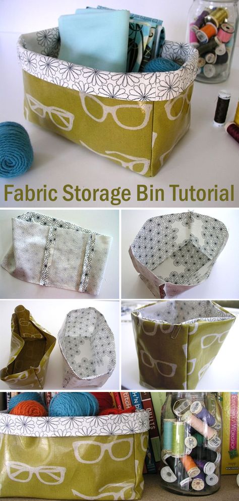 Couture, Tela, Cloth Baskets Diy, Sew Organization Projects, Fabric Bin Pattern, Canvas Material Sewing Projects, Sew Storage Bins, Diy Fabric Bins Free Pattern, How To Sew Fabric Baskets