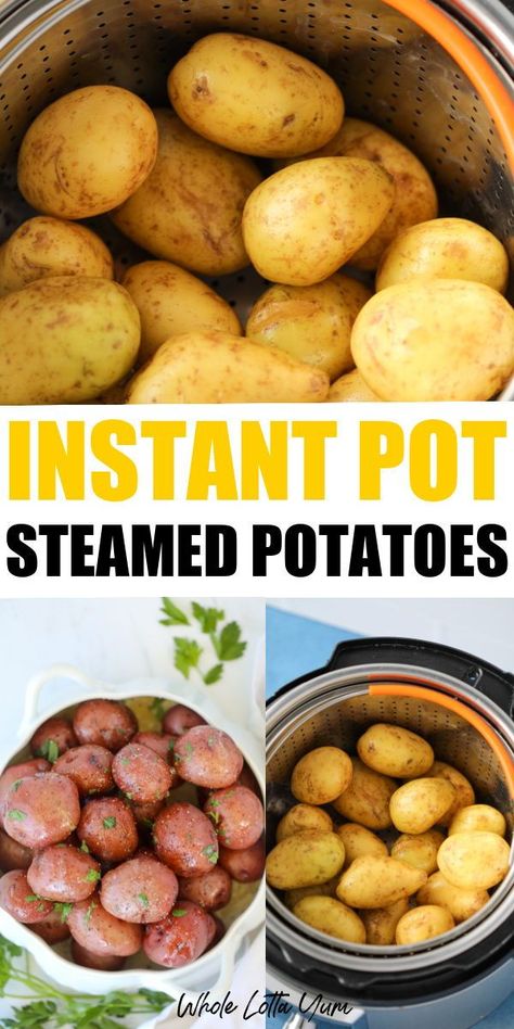 Instant pot steamed potatoes are absolutely one of the best potato recipes! If you love seasoned potatoes, are a fan of the instant pot, or need a go-to healthy recipe for a weeknight meal or any occasion, you have to try the instant pot steamed potatoes! How To Cook Potatoes In Instant Pot, Cooking Potatoes In Instant Pot, Pressure Cooking Potatoes, Whole Potatoes In Instant Pot, Steam Potatoes Instant Pot, Instant Pot Small Potatoes Recipe, Insta Pot Potatoes Recipes, Steamed Potatoes In Instant Pot, How Long To Cook Potatoes In Instant Pot