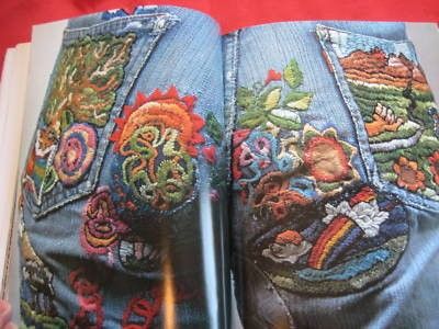 Vtg 60s 70s book AMERICAN DENIM blue jeans embroidery | #111107666 Patchwork, Upcycling, 70s Embroidery, Clothing Diys, Jeans Embroidery, Embroidery Jeans, Vintage Clothing Stores, Mod Style, Denim Ideas