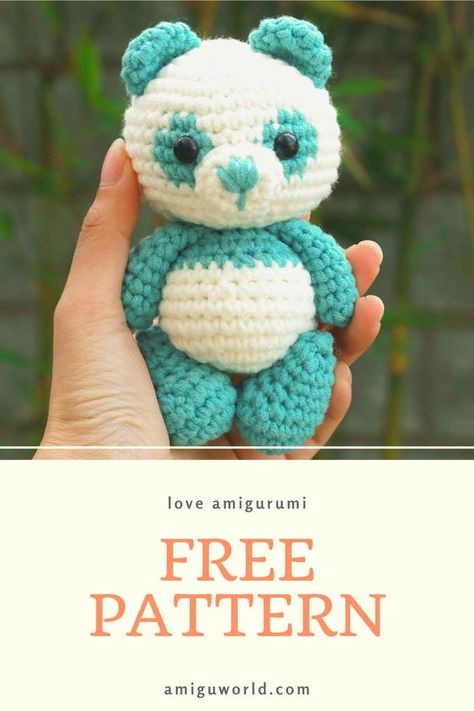 Amigurumi Panda, Crochet Kawaii, Crochet Mignon, Confection Au Crochet, Easy Crochet Animals, Crochet Panda, Crochet Animals Free Patterns, Crochet Design Pattern, Crochet Teddy Bear