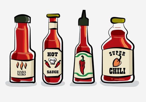 Hot Chili Sauce Bottle Habanero Vector Illustration Hot Sauce Drawing, Recipe Book Printables, Hot Chili Sauce, Bottle Drawing, Bottle Ideas, Artist Aesthetic, Chilli Sauce, Hot Chili, Aesthetic Drawing