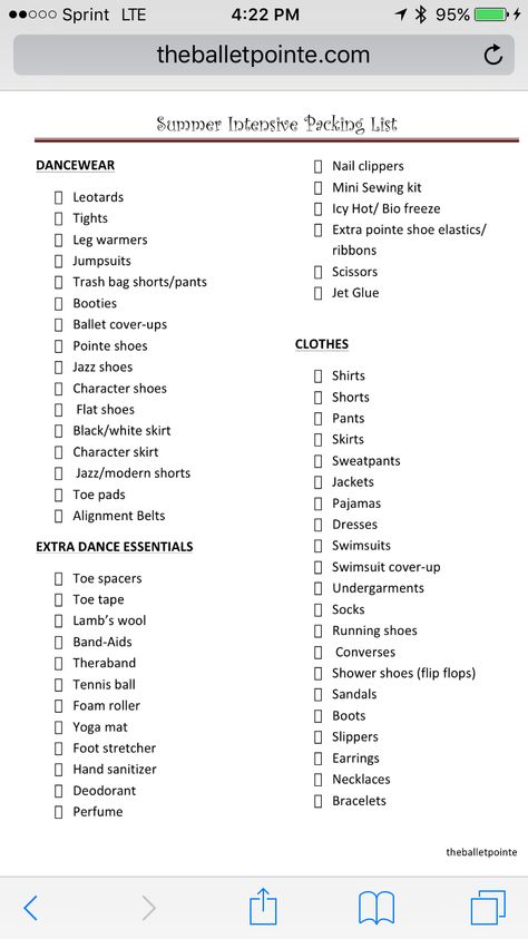 Dance Convention Checklist, Dance Teacher Essentials, Ballet Bag Essentials List, Summer Dance Intensive, Dance Recital Packing List, What To Pack For A Dance Convention, Dance Convention Packing List, Ballet Jumps Names, Dance Competition Packing List