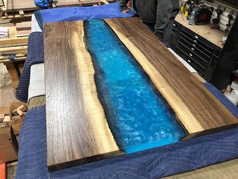 dining table Blue Resin Table, Dining Table Epoxy, Countertop Wine Rack, Kitchen Island Tops, Reclaimed Table, Epoxy Dining Table, Resin Coffee Table, Butcher Block Wood, Reclaimed Wood Desk