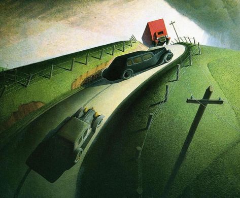 Grant Wood Paintings, 1930s America, Horse Trough, Thomas Hart Benton, Social Realism, Grant Wood, Dark Tree, Most Famous Paintings, American Gothic