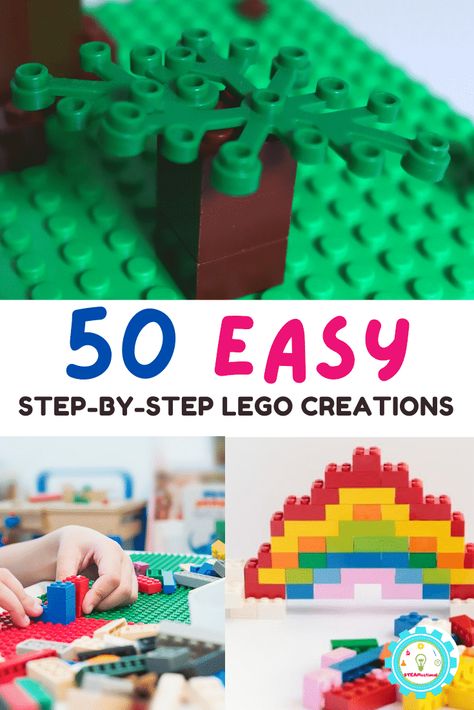 50+ Easy LEGO Creations for Beginning LEGO Builders Lego Step By Step Instructions, Lego Ideas To Build Easy Step By Step, Lego Instructions Step By Step, Lego Stem Activities, Lego Eiffel Tower, Lego Stem, Lego Room Decor, Lego Basic, Easy Lego Creations