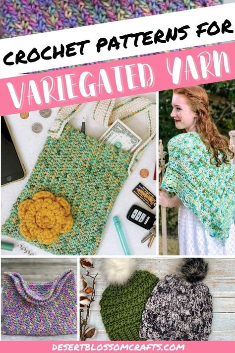 variegated yarn crochet patterns Variegated Yarn Shawl Pattern, Crochet Projects For Fine Yarn, Crochet Patterns Variegated Yarn, Variegated Crochet Patterns, Crochet Shawl Variegated Yarn, Crochet Stitches Variegated Yarn, Crochet Patterns For Multicolored Yarn, Multicolor Yarn Crochet Projects, Crochet With Variegated Yarn