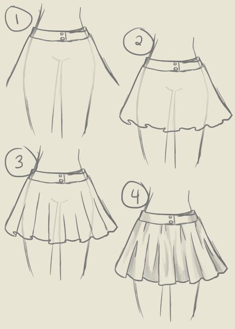 Drawing Mini Skirt, Mini Skirt Reference Drawing, How To Draw A Mini Skirt, How To Draw Mini Skirt, Mini Skirt Drawing Reference, How To Draw A Skirt Step By Step, Mini Skirt Sketch, How To Draw Shirt, How To Draw A Skirt