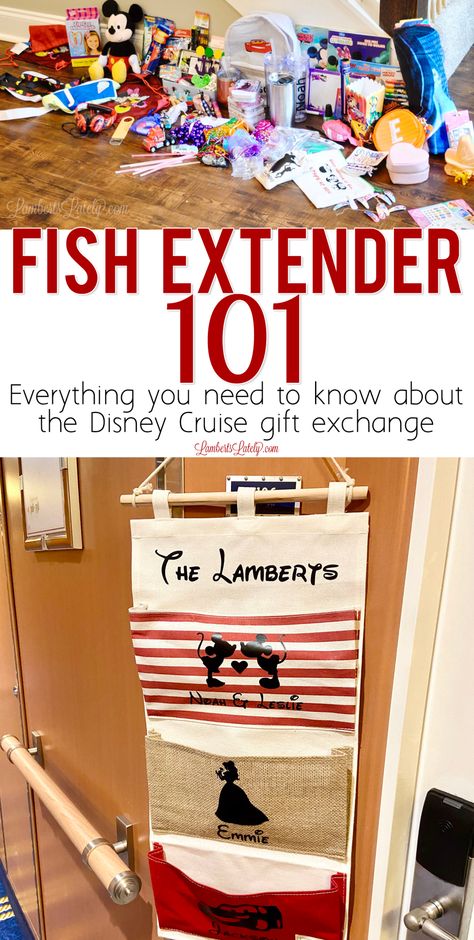 Interested in participating in a Disney Cruise Fish Extender group? Check out all you need to know to join in! Includes great gifts, how to make DIY ideas, good pocket door hangers to use, and more. Cruise Fish Extender Gifts, Star Wars Fish Extender, Cruise Door Decorations Disney, Fish Extenders Gift Ideas, How To Make A Fish Extender, Disney Wish Door Decorations, Disney Cruise Fish Extender Door Hanger, Disney Cruise Crafts, Disney Fish Extenders Diy