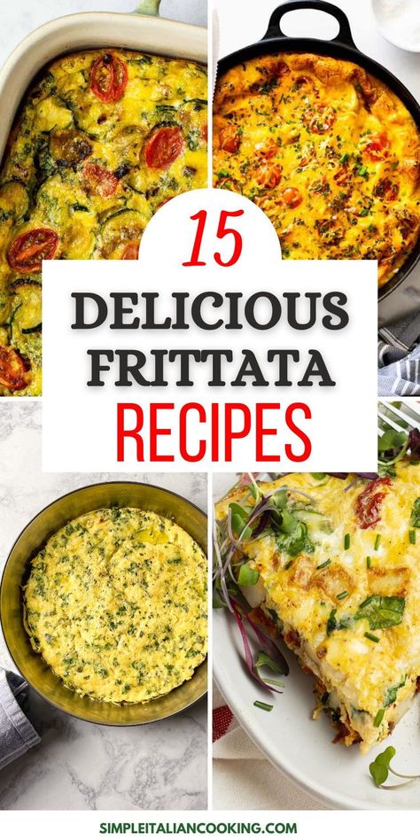 These easy frittata recipes are so inspiring to say the least. As an Italian, I love having an egg frittata, but there are so many different ways to make them. This collection of easy breakfast ideas will inspire you to try these recipes for you and your family. Most of these are Italian in nature, but I couldn't help throwing a few more modern versions in as well! Breakfast Ideas Frittata, Quiche, Fritata Recipe Italian, Simple Frittata Recipes, Full Breakfast Meals, Breakfast Frittata Recipes Baked, Meat Frittata Recipes, Frittata Potato Recipes, Baked Egg Frittata Recipes