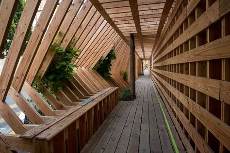 Gallery of Oscillation / Atelier Vecteur - 25 Banaue, Modern Wood Architecture, Tunnel Installation, Pergola Architecture, Front Walkway Landscaping, Bohemian Apartment Decor, Timber Architecture, Nantes France, Timber Frames