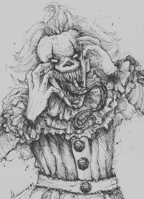 Garbage boy stinkman belongs in the toilet Pennywise Drawing Sketch, Creepy Clown Drawing, Scary Sketches, Disturbing Drawings, Creepy Drawing, Creepy Sketches, Horror Video, Scary Drawings, Horror Drawing