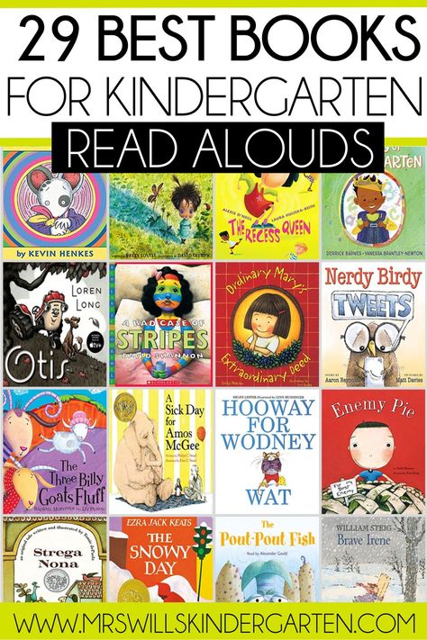 The best children's books that every kindergarten teacher should have! From the first day of school to the end of the year, this list of kindergarten books is perfect for read-aloud time in your classroom. Plus there are lesson ideas, too! September Books For Kindergarten, Kindergarten Books And Crafts, Books For Kindergarten Read Aloud, September Read Alouds Kindergarten, Books For Kindergarteners To Read, Books To Read To First Graders, Read Aloud For Kindergarten, Kindergarten Picture Books, Best Read Alouds For Kindergarten