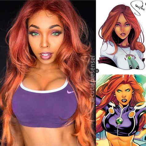 CutiePieSensei (@cutiepiesensei) | Twitter Casual Starfire, Starfire Costume, Starfire Cosplay, L Cosplay, Black Cosplayers, Closet Cosplay, Cute Couple Halloween Costumes, Marvel Cosplay, Kim Possible