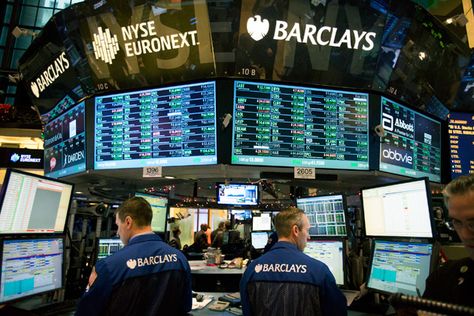 wall street trading floor | Traders work at the Barclays booth on the floor of the New York Stock ... Pekanbaru, Surabaya, Dow Jones, Wall Street, Broadway Show Signs, Broadway Shows, Broadway, Wall