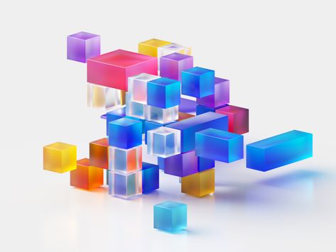 Microsoft 3D cubes looks by Christophe Zidler on Dribbble 3d Artwork, Geometric 3d, Front Garden Design, 3d Cube, Glass Cube, Cube Design, Motion Graphics Design, 3d Icons, Transparent Design