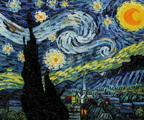 Starry Night by Vincent van Gogh Picasso Famous Paintings, Pablo Picasso Artwork, Gino Severini, Picasso Artwork, Popular Artwork, Art Picasso, Starry Night Painting, Most Famous Paintings, Picasso Paintings