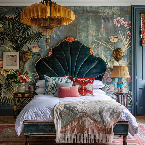 27 Fusion Bedrooms Blending Eclectic Aesthetics Seamlessly Fusion Bedroom Interior, Arabic Style Bedroom, Modern And Eclectic Decor, Maximalist Master Bedrooms Decor, Haute Eclectic Interior, Colourful Modern Bedroom, Bold Eclectic Bedroom, House Of Hackney Bedroom, Tropical Art Deco Interior