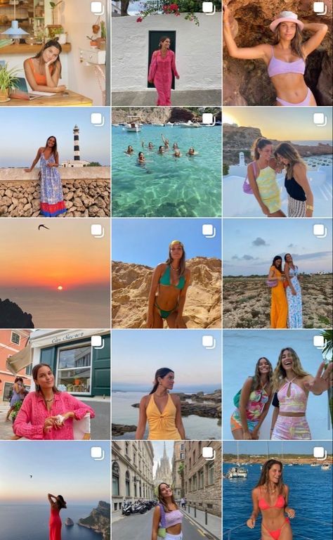 Beach Instagram Feed Ideas, Summer Instagram Inspiration, Summer Aesthetic Instagram Feed, Instagram Feed Ideas Summer, Insta Themes Aesthetic, Beachy Instagram Feed, Beach Feed Instagram, Beach Ig Feed, That Girl Instagram Feed