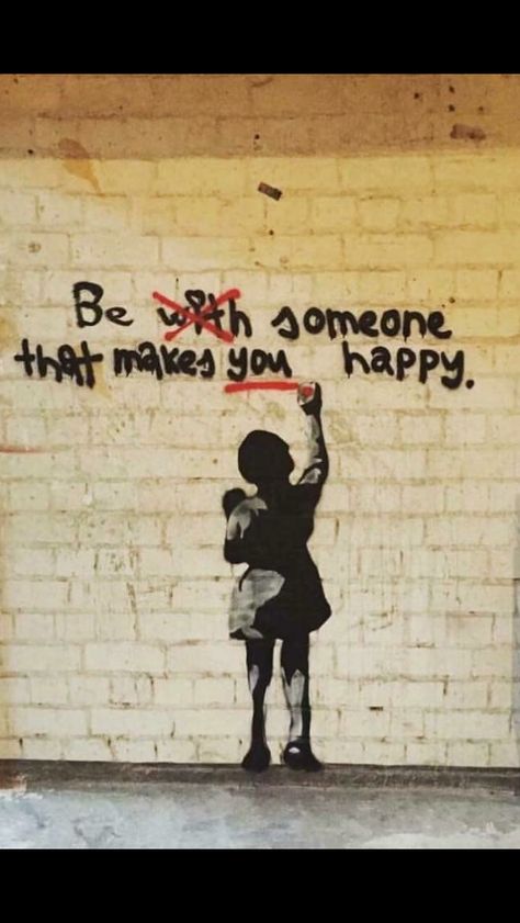 Street Art Graffiti, Inspirational Graffiti, Inspirerende Ord, A Brick Wall, Cărți Harry Potter, Banksy Art, Banksy, You Happy, On The Side