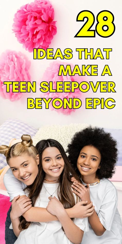 28 cool ideas for teen sleepovers that teenage girls will love. Brilliant ideas for making sleepover parties fun, including sleepover party food, sleepover party games and activities, a step-by-step party plan for hosting a memorable birthday party for your teenage daughter, fun sleepover activities, karaoke, movie night, sleepver snackboard inspiration, the rules to follow to make sure all the guests enjoy the sleepover, slumber party for teens, 90s movies list, 80s movies list, slumber party 90s Movies List, Sleepover Party Food, Teen Sleepover Games, Food Sleepover, Sleepover Ideas For Teens, Sleepover Party Foods, Slumber Party Snacks, Fun Sleepover Activities, Teen Party Favors