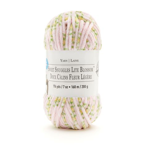 "Find the Sweet Snuggles Lite Blossom™ Yarn by Loops & Threads at Michaels. Make a cozy throw blanket for yourself, a family member, or a friend with this uniquely patterned yarn. Make a cozy throw blanket for yourself, a family member, or a friend with this uniquely patterned yarn. It's available in a variety of bright hues so the creative possibilities are endless! Weight: Bulky (6)Contents: 100% polyesterSkein Weight: 7 oz. / 200 gYardage: 174 yd. / 160 mKnitting Gauge:8 sts - 16 rows = 4\" ( Crochet Throw Patterns, Blossom Crochet, Loops And Threads Yarn, Crochet Throw Pattern, Needlework Shops, Colorful Crochet, Knitting Gauge, Cozy Throw Blanket, Blanket Yarn