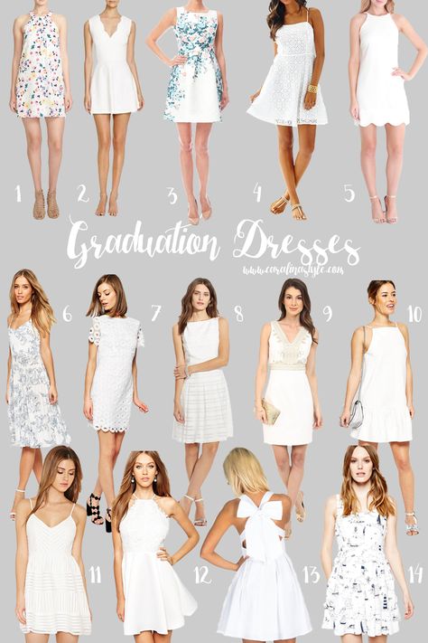 Caralina Style: Graduation Dresses Teen Graduation Dress, Dresses To Wear Under Grad Gown, University Grad Dress, Casual Dress For Graduation, Friends Graduation Outfit, Graduate Outfits For Women, Graduation Dress Masters Degree, Commencement Outfit Graduation, Dresses To Wear To A Graduation