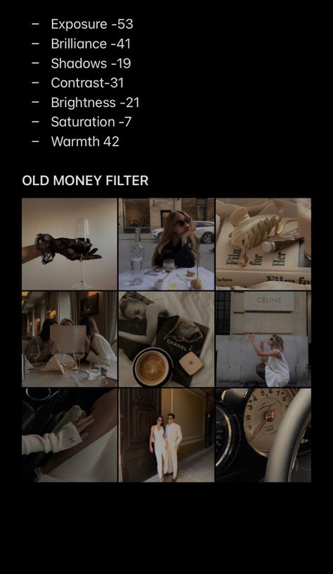 Old Money Filter, Pose Angles, Editing Bay, Edit Product Photos, Filter Editing, Pic Editing, Vintage Photo Editing, Editing Techniques, Phone Photo