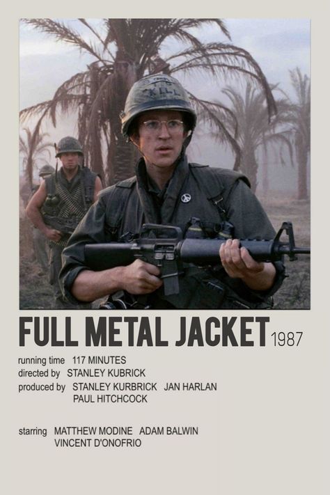 Full Metal Jacket Movie, Matthew Modine Full Metal Jacket, Full Metal Jacket Poster, 70s Films, Matthew Modine, Metal Jacket, Vincent D’onofrio, Movie Recommendations, Full Metal Jacket