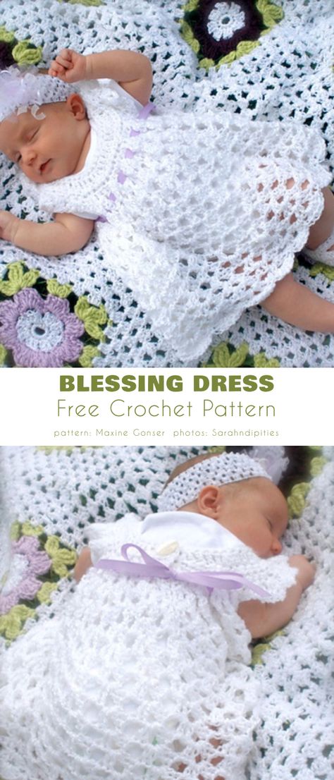 Blessing Dress Baby Blessing Dress, Crochet Baby Dress Free Pattern, Crochet Newborn Outfits, Girls Frocks, Crochet Dress Pattern Free, Crochet Baby Girl Dress, Newborn Crochet Patterns, Crochet Baby Dress Pattern