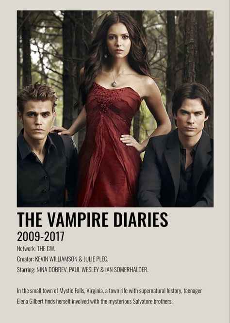 tv show polaroid for the vampire diaries (2009-2017) Nina Dobrev, Ian Somerhalder, The Vampire Diaries, Vampire Diaries Poster, Mystic Falls, Me Tv, Emmy Awards, The Cw, Room Posters