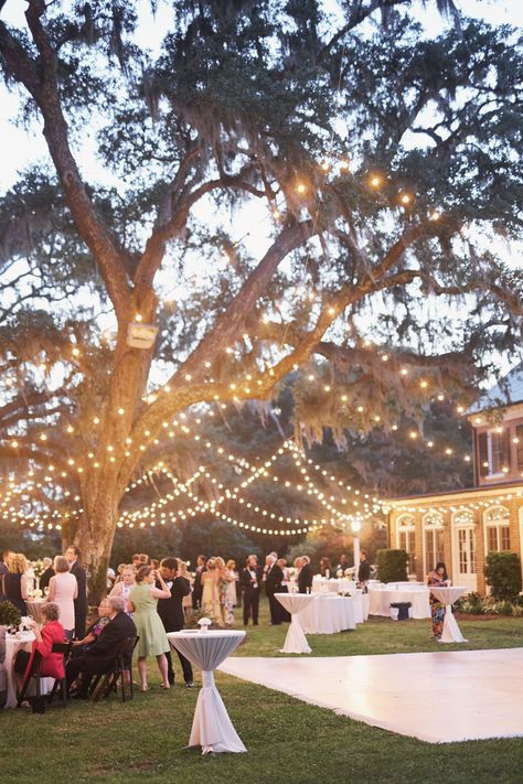 Country Home Wedding Ideas, Backyard Bar Wedding Ideas, Outdoor Cocktail Reception Wedding, Wedding Outdoor Lights, Wedding Venues Outdoor Receptions, Large Backyard Wedding Reception, Summer Wedding Rustic, Casual Outdoor Reception, Wedding Reception Aesthetic Outdoor