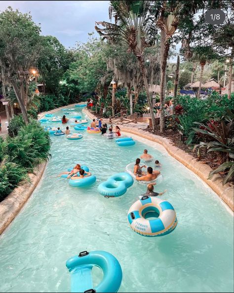 Disney’s typhoon lagoon water park lazy river, rubber hoops, palm trees Disney Typhoon Lagoon, Disney Waterparks, Typhoon Lagoon Disney, Disneyworld 2024, Disney World Water Parks, French Collage, Characters Dancing, Orlando Florida Disney, Water Park Rides